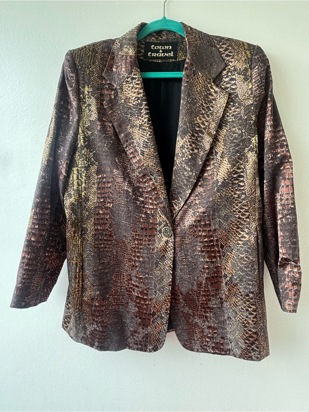 Town & Travel Brown Snake-Print Blazer